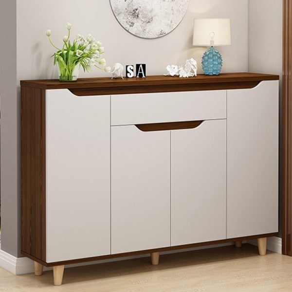 White and Brown Shoe Cabinet - 140 x 40 x 100 cm | SU25