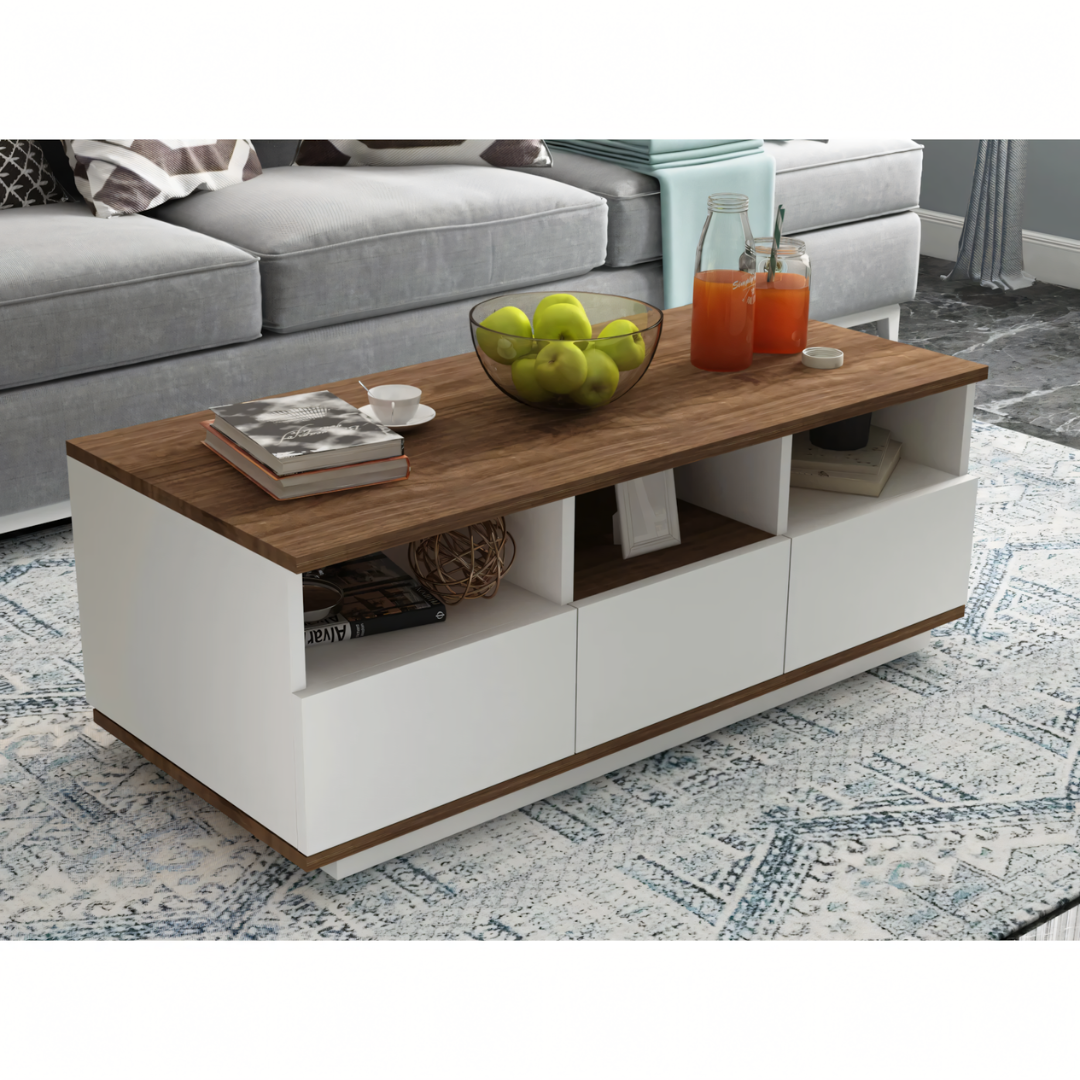 White and Wooden Table Unit - 120 x 50 x 40 cm | TA76