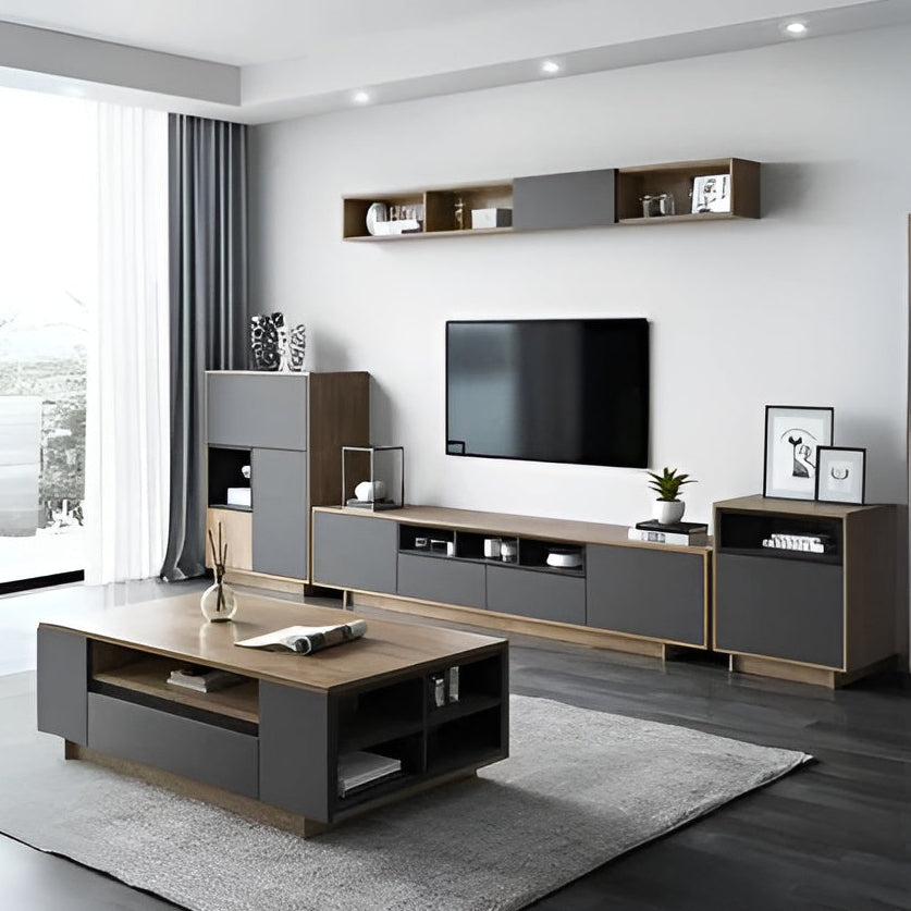 Black and wood living room set - 310 x 40 x 40 cm | SET22