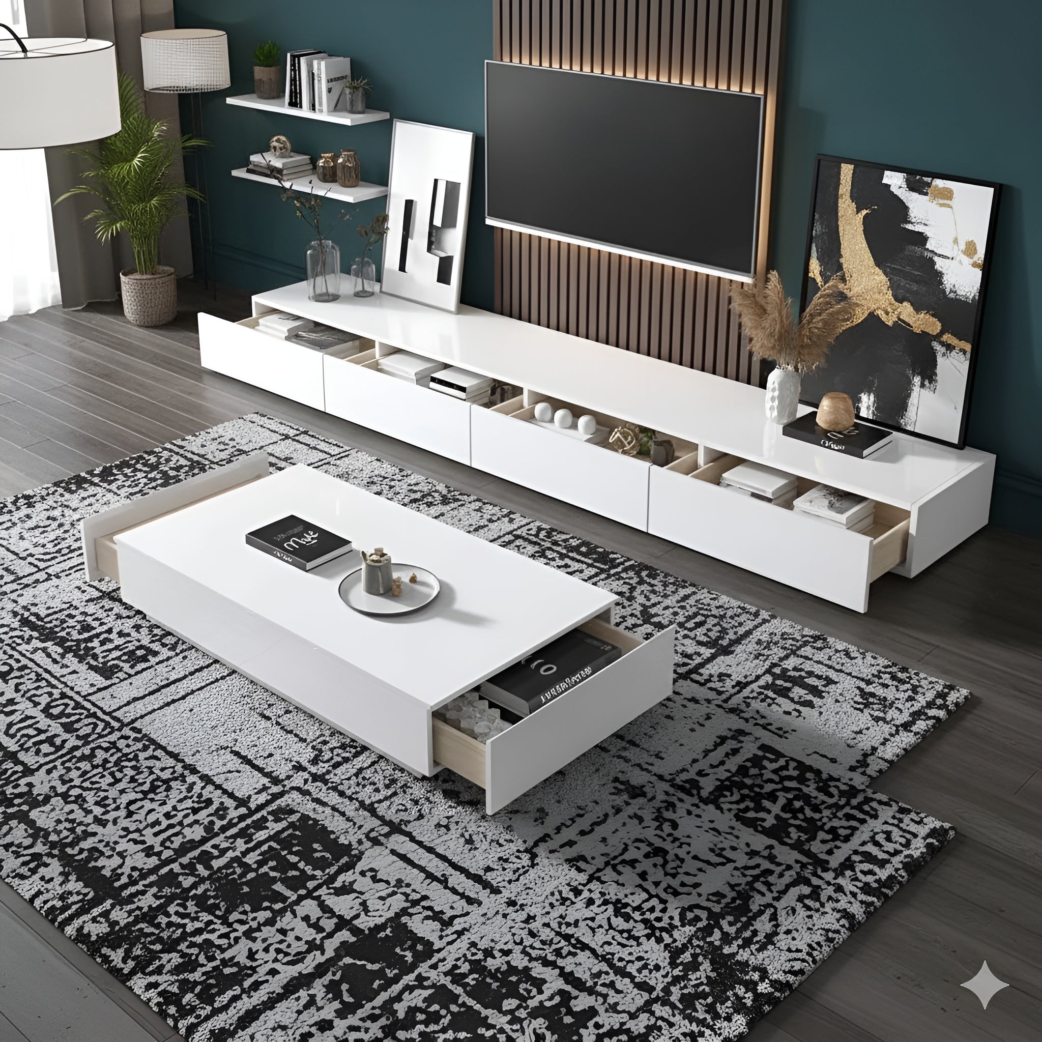 White Living Room Set - 240 x 40 x 40 cm | SET23