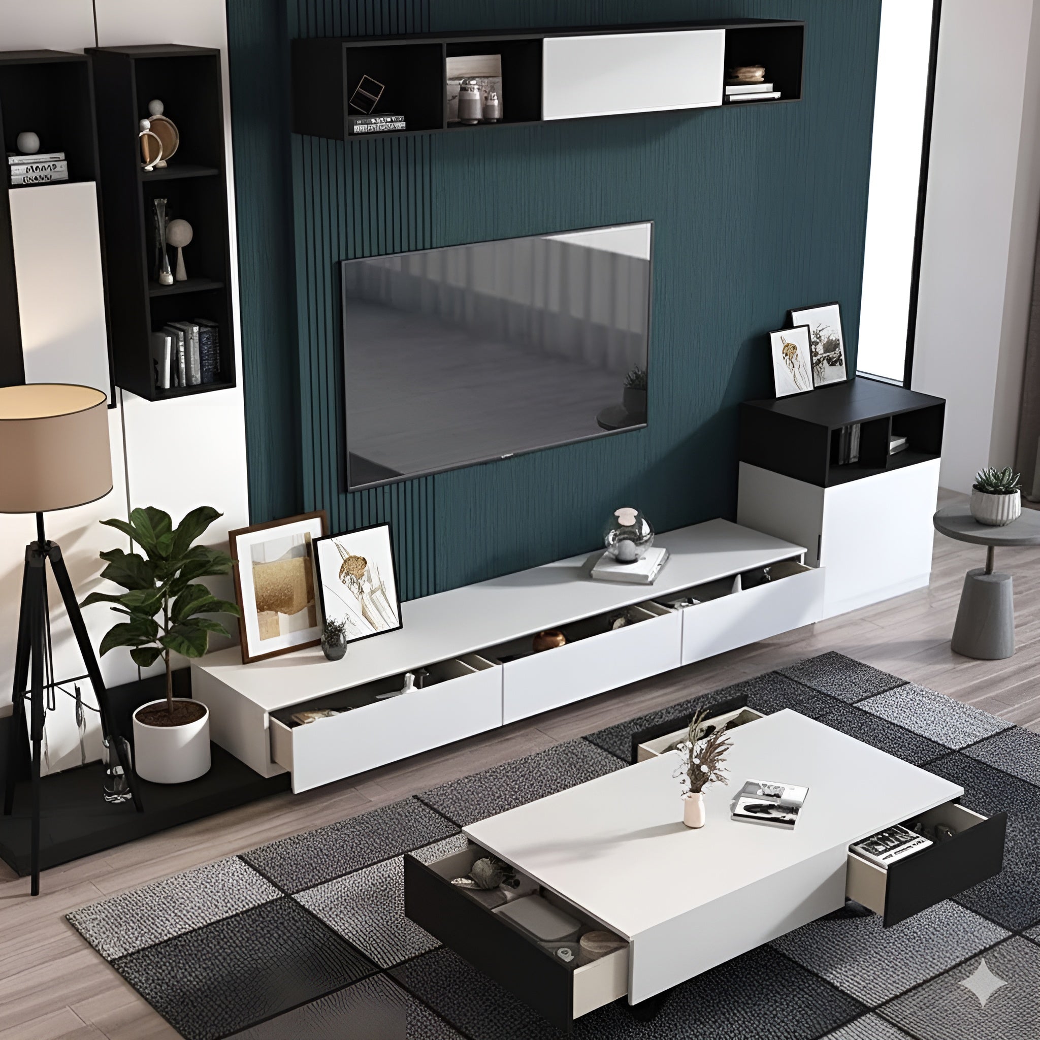 Black and white living room set - 300 x 40 x 40 cm | SET56