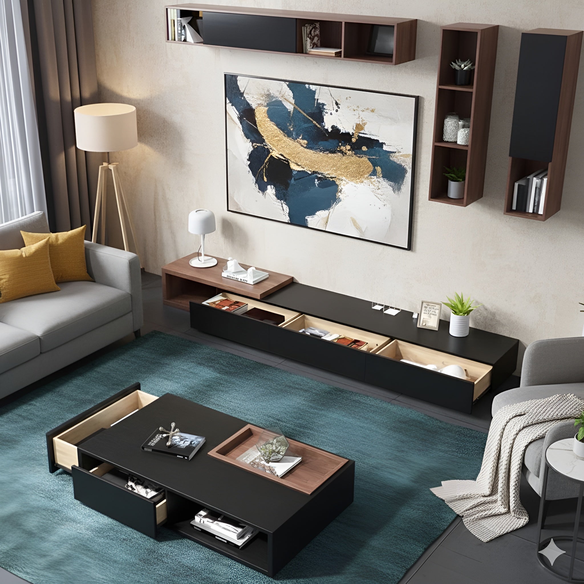 Black and Brown Living Room Set - 240 x 40 x 40 cm | SET60