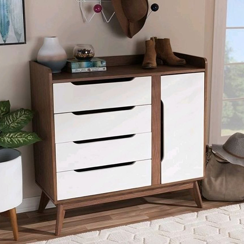 White and Brown Shoe Cabinet - 90 x 40 x 110 cm | SU11