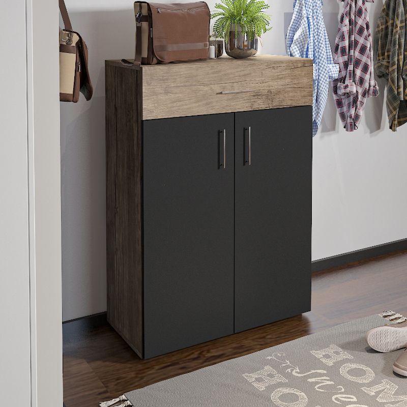 Black and Wooden Shoe Cabinet - 80 x 40 x 100 cm | SU58