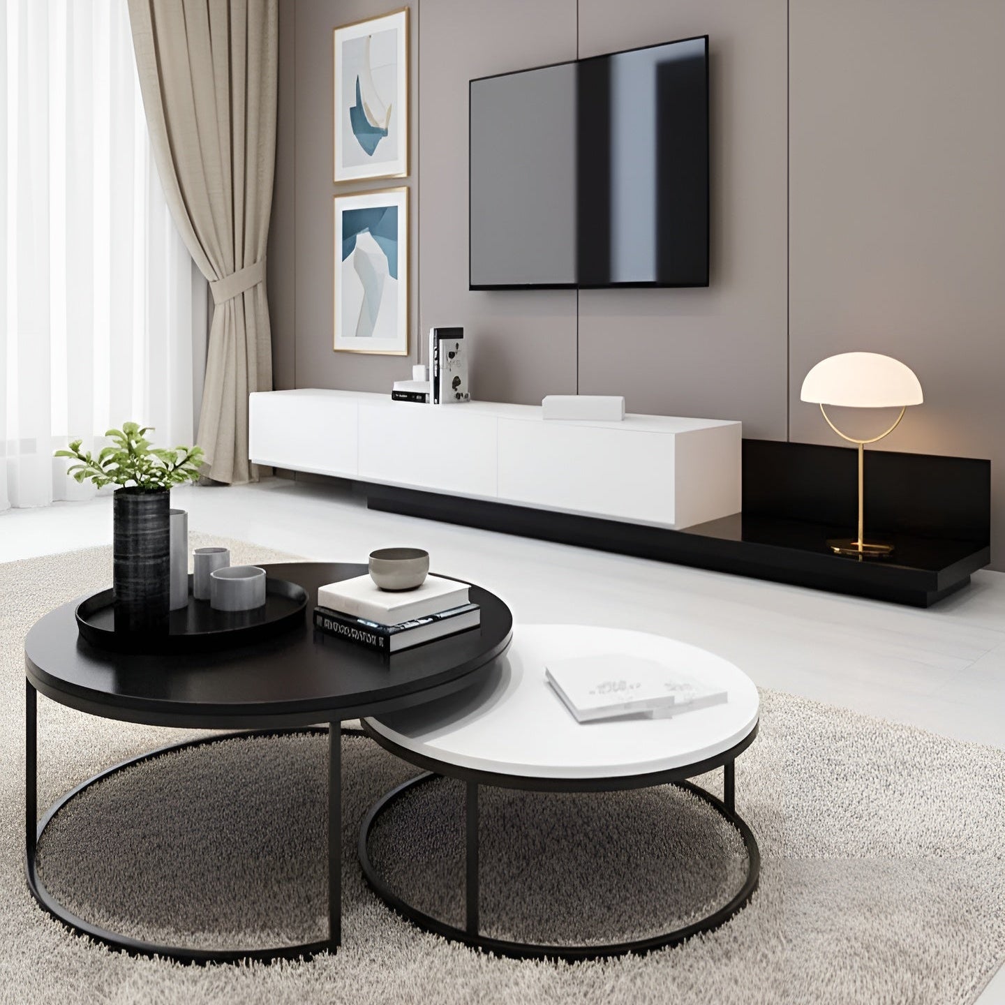Black and White Living Room Set - 240 x 40 x 40 cm | SET16
