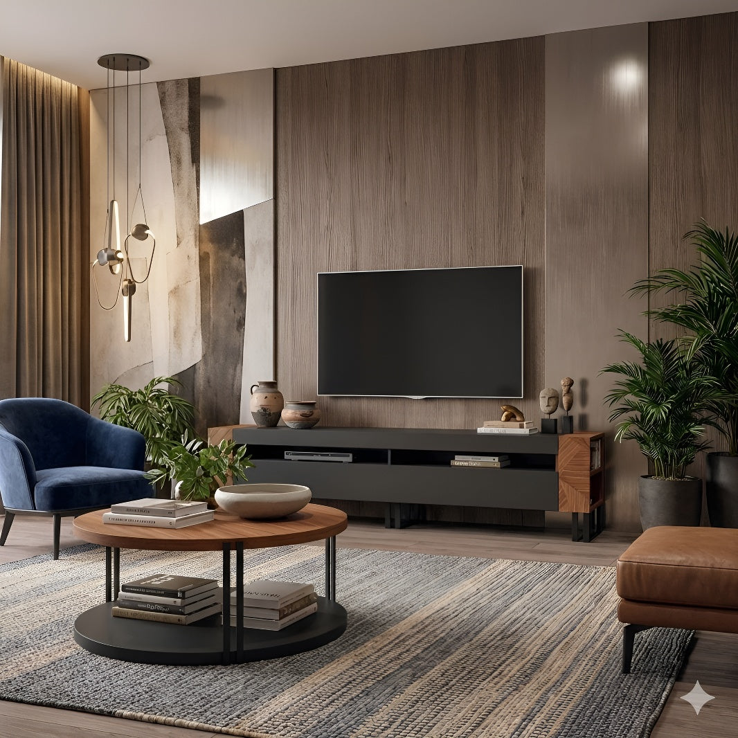 Black and Brown Living Room Set - 160 x 40 x 40 cm | SET28