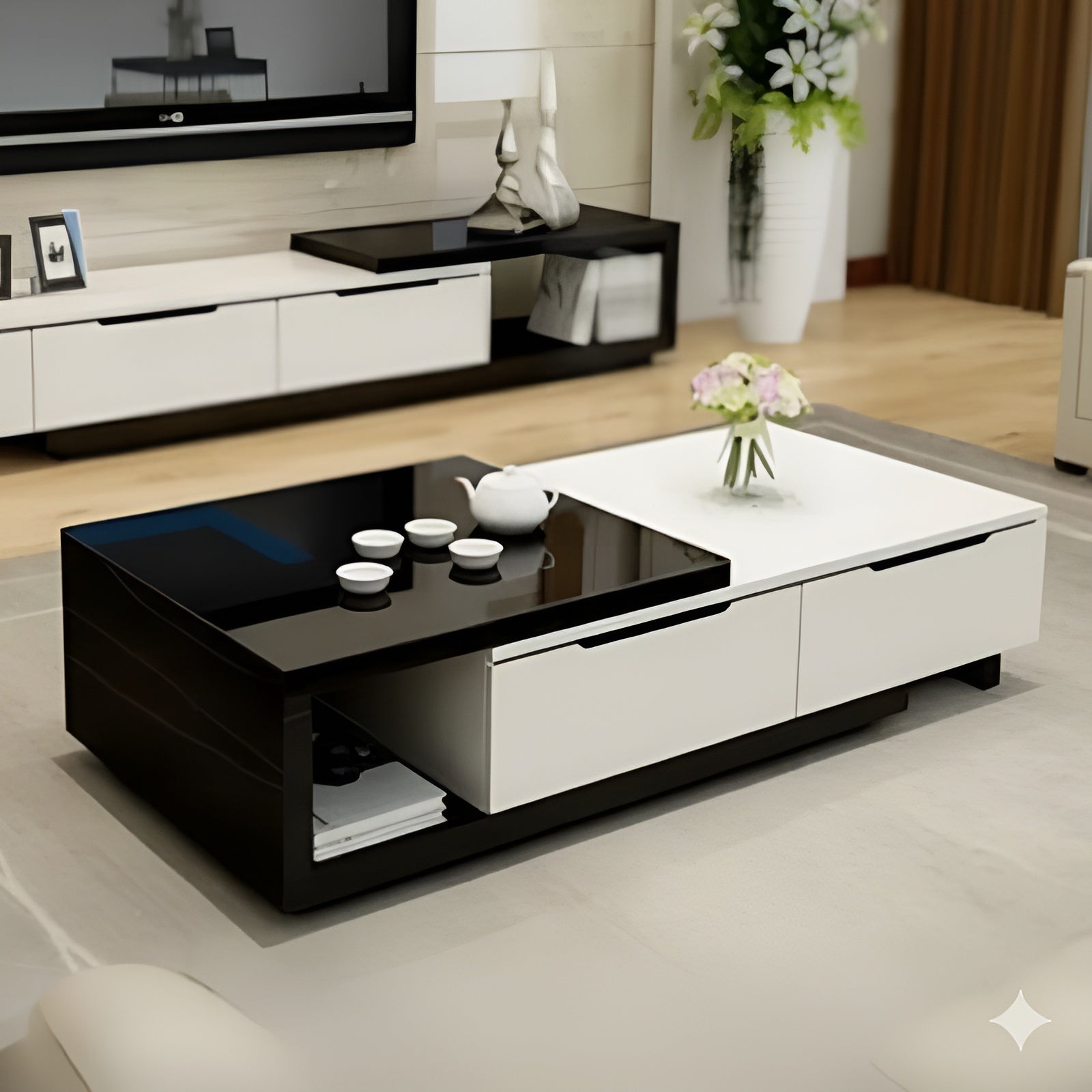 Black and White Living Room Set - 120 x 60 x 35 cm | SET29