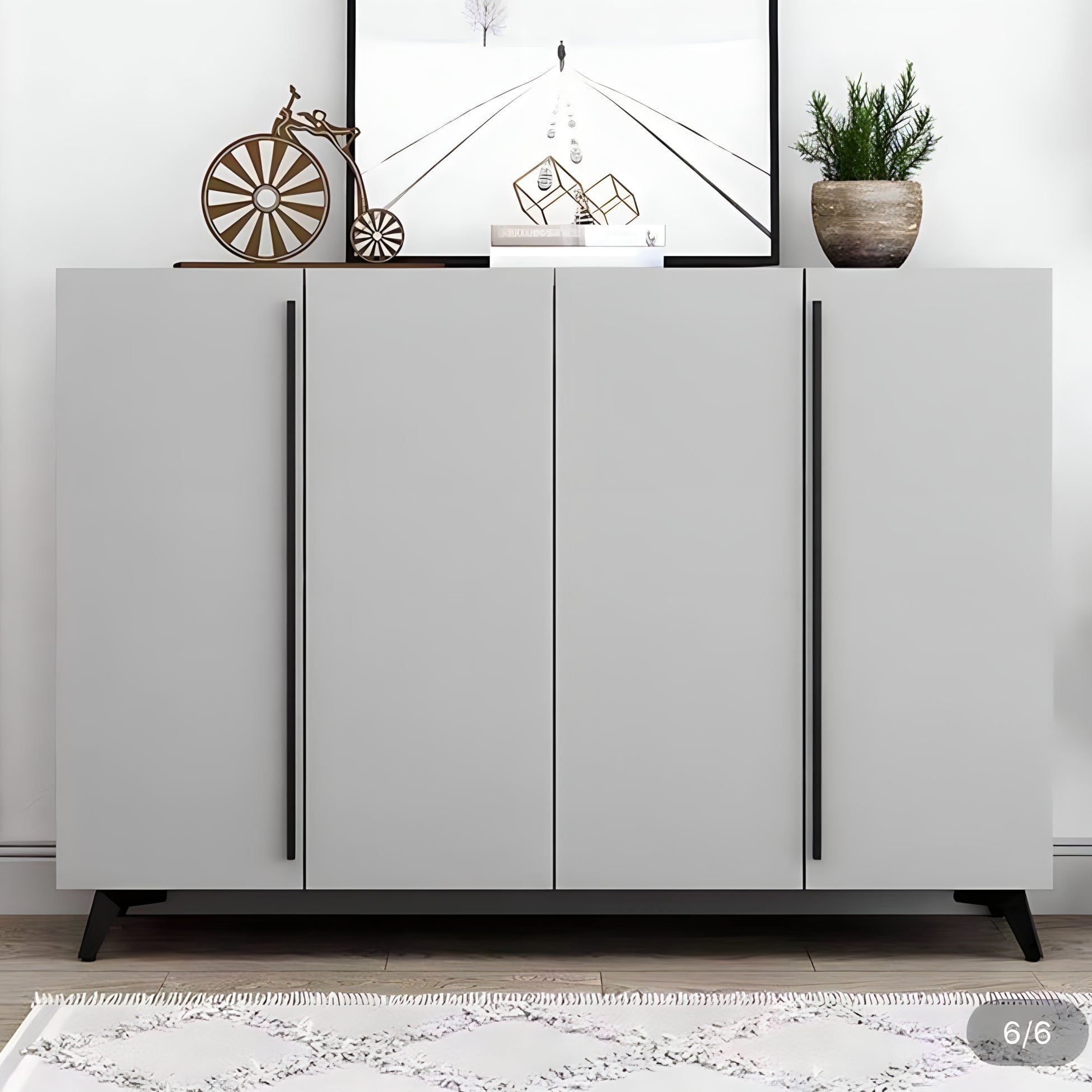 Grey and Black Shoe Cabinet - 140 x 40 x 100 cm | SU127