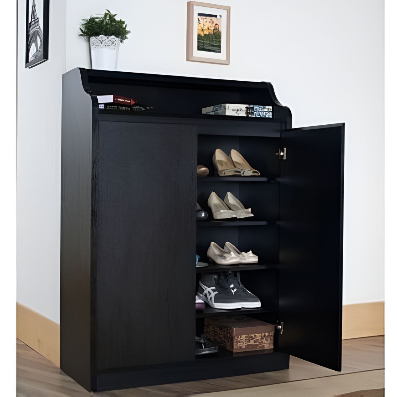 Black Shoe Cabinet - 80 x 40 x 110 cm | SU28