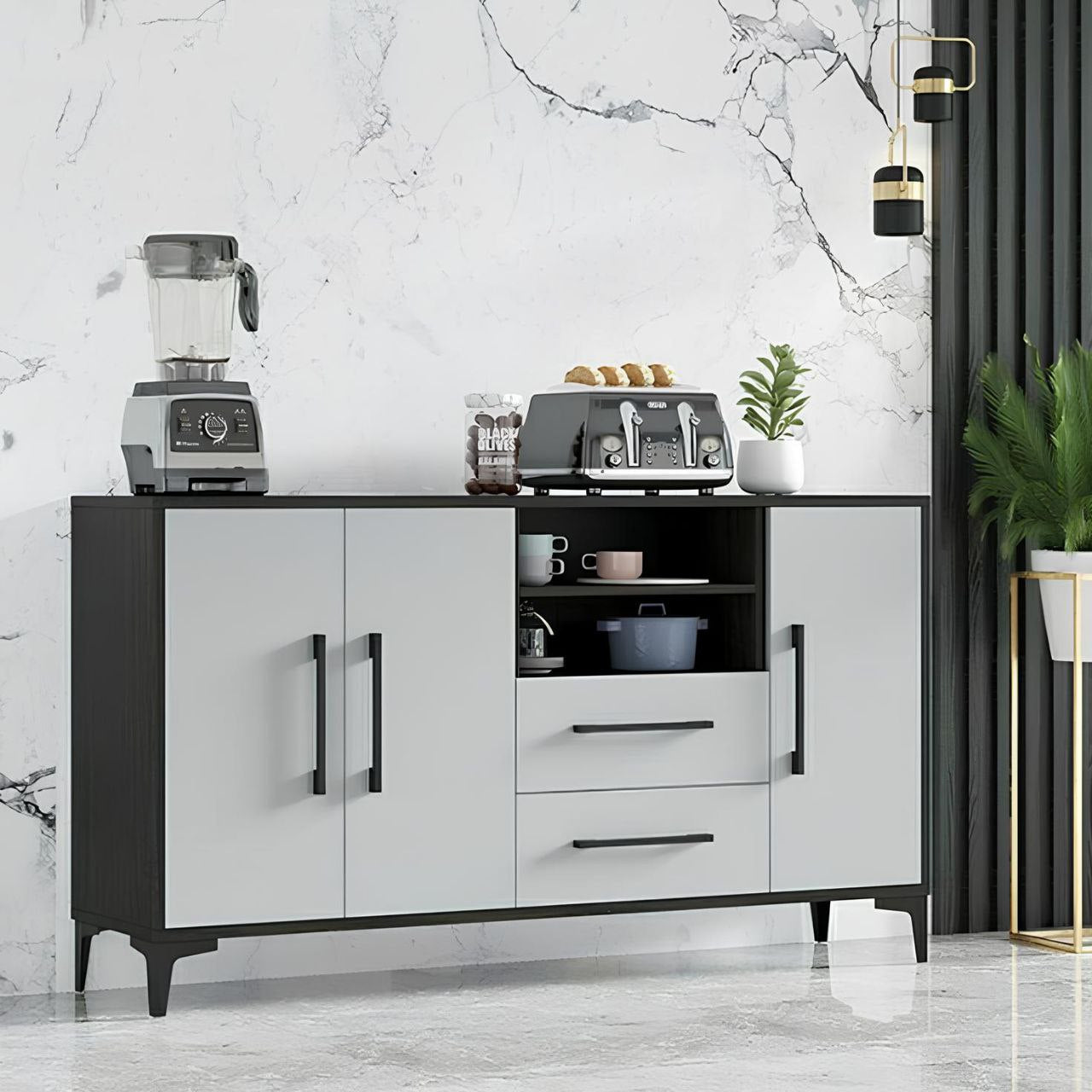 Sideboard | Grey and black | 140 x 40 x 100 | BT38