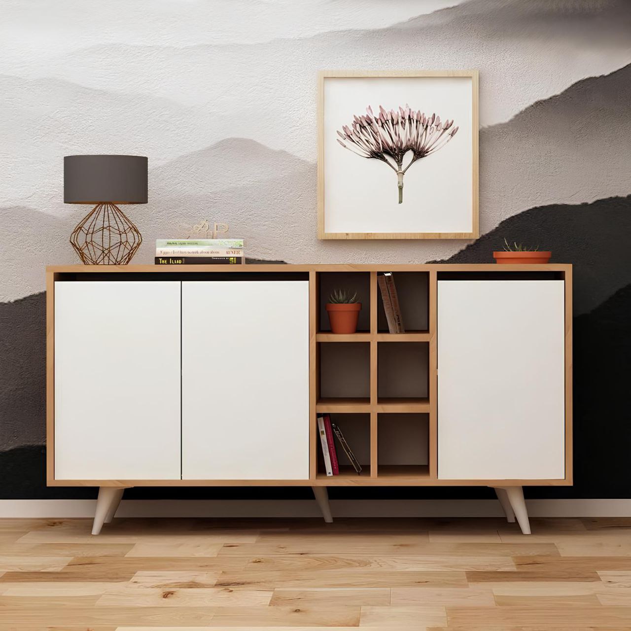 Buffet | White and Wooden | 150 x 40 x 90 | BT6