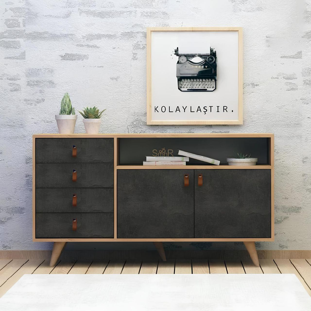 Buffet | Black and Wooden | 150 x 40 x 90 | BT39
