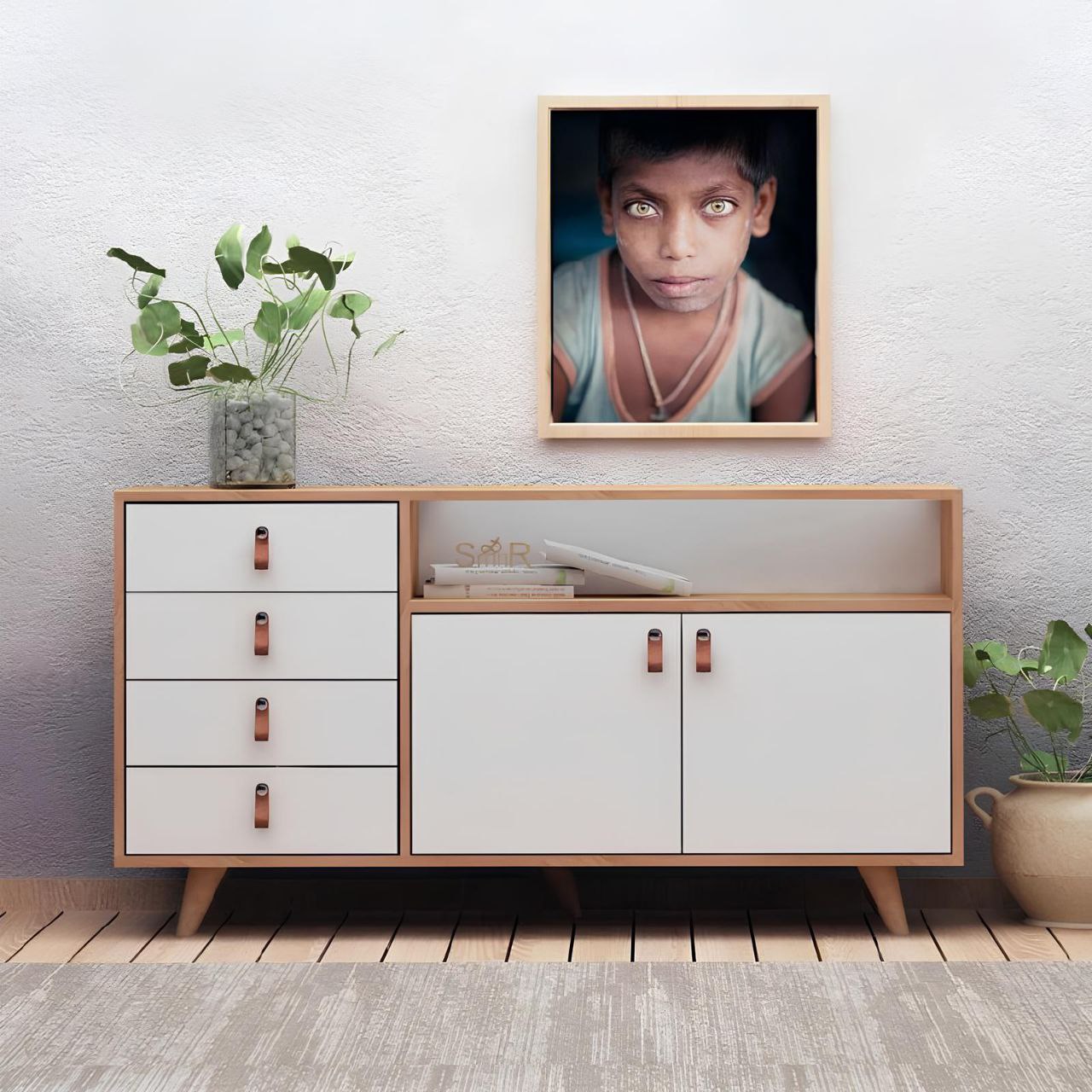Sideboard | White and Wood | 150 x 40 x 90 | BT4